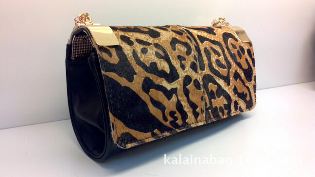 馬毛單肩包 時尚個性金屬片翻蓋鏈條女包