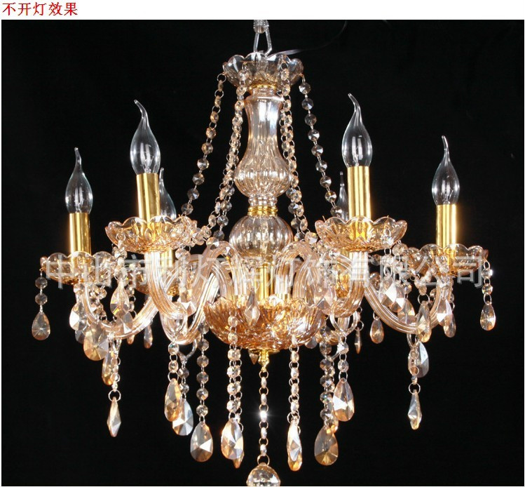 【豪华客厅水晶灯长方形金色黄色水晶吊灯灯现