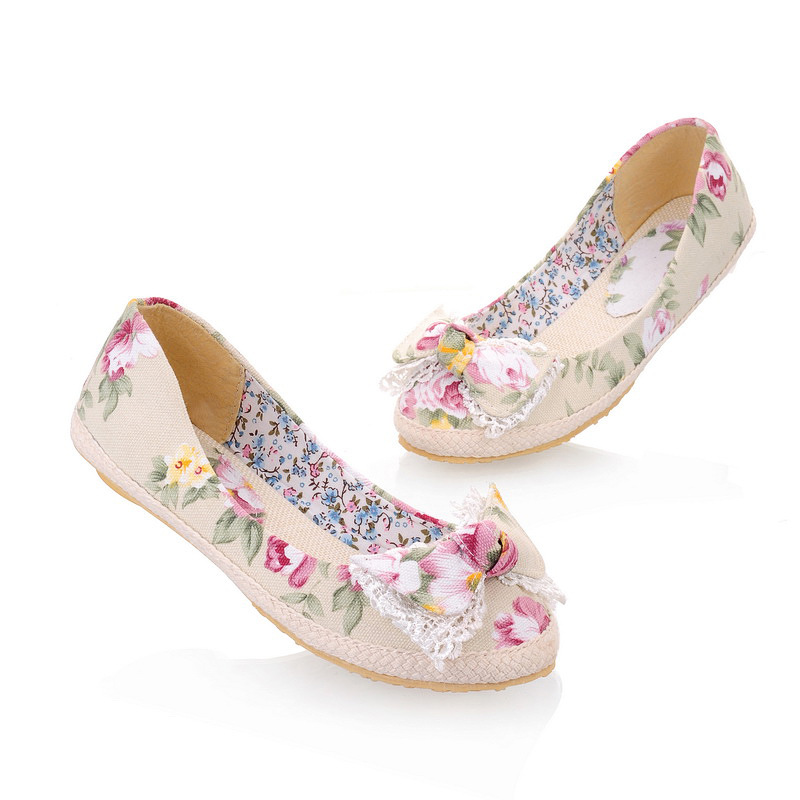 2013春季新款花<em>布鞋</em> <em>淑女</em>风蝴蝶结<em>布鞋</em> 大小码