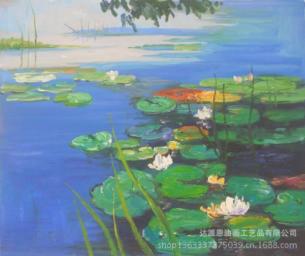 达派恩手工油画荷花系列油画推荐