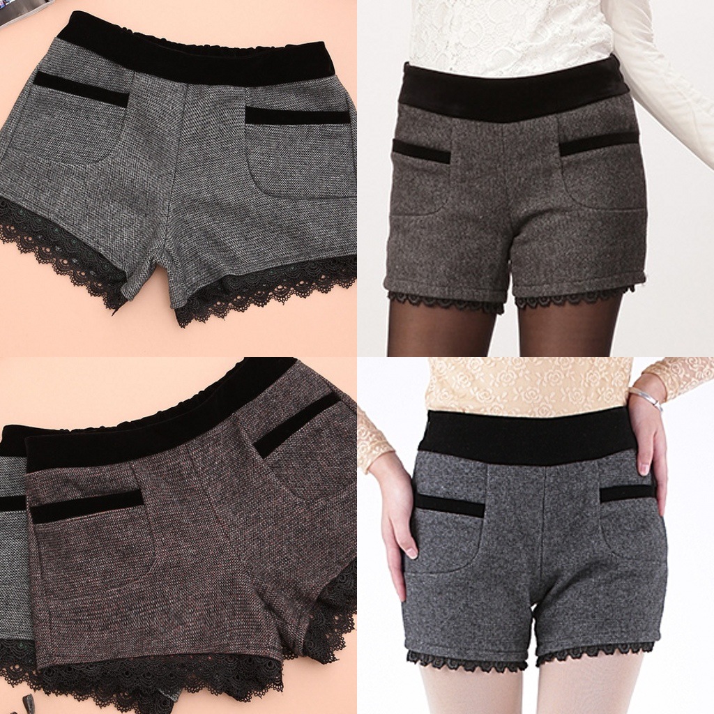 <em>秋冬</em>3346#毛呢<em>短裤</em>蕾丝<em>花边</em>热裤靴裤 图片_高