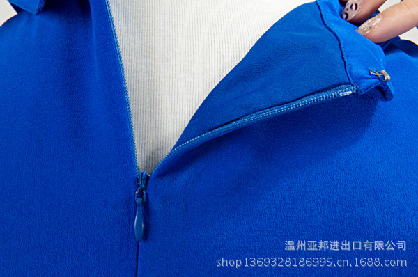 外贸出口 宝<em>蓝色</em>时尚<em>裙子</em>夏装 显瘦女装 蕾丝短