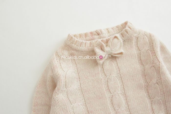 【外贸童装 <em>儿童</em>女童纯色蝴蝶结毛衣 <em>女儿童毛</em>