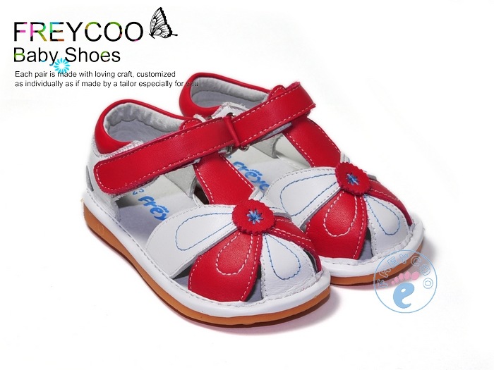 14款正品芙瑞可夏季新款凉鞋 可爱双色配女宝真皮防滑学步鞋6102