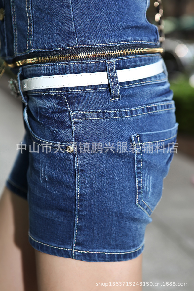【批发韩版女装牛仔<em>短裤</em>修身牛仔<em>连体</em>裤牛仔短