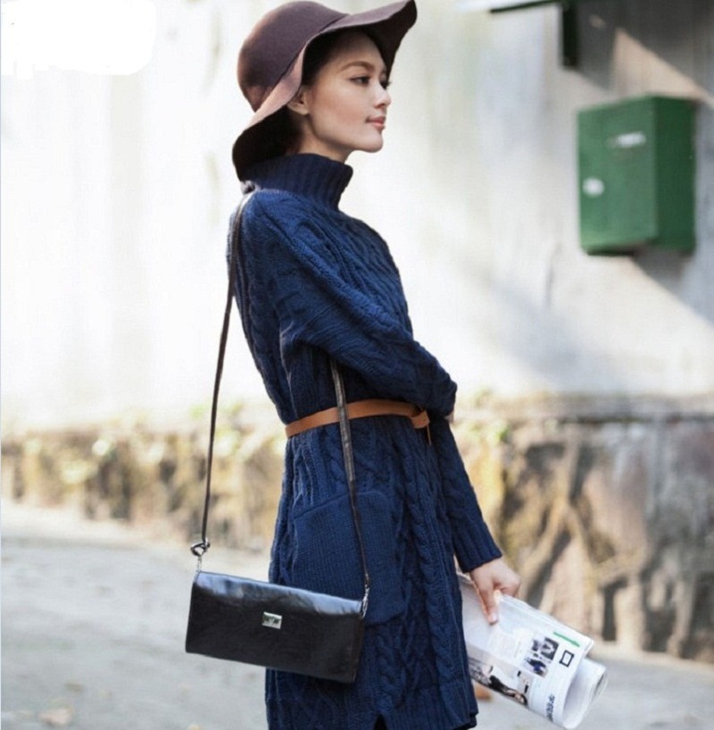 2013冬季都市风情轻文艺<em>高领</em>粗棒<em>针织</em>麻花宽