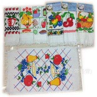 供应印花带须全棉茶巾，洗碗巾，洗碗布，厨房抹布，水果图案系列