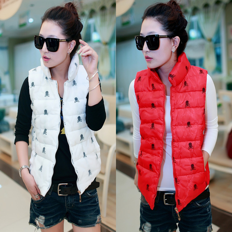 2013冬季新款 气质贴身 骷髅<em>头</em> 羽绒棉<em>马甲</em> 图