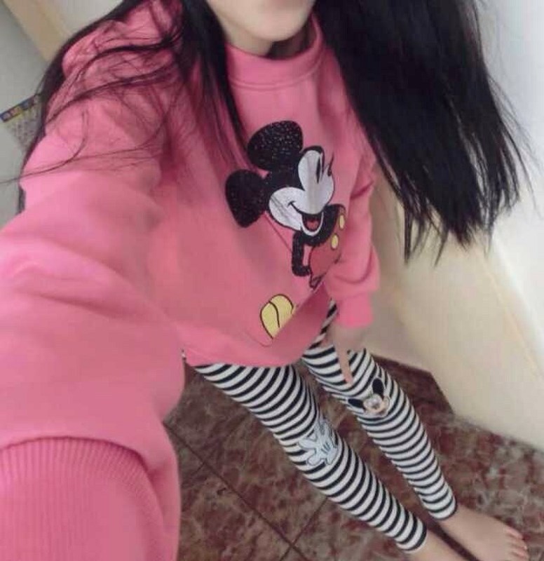 批发韩国新款 韩版可爱<em>少女米奇</em>卫衣+横条贴章