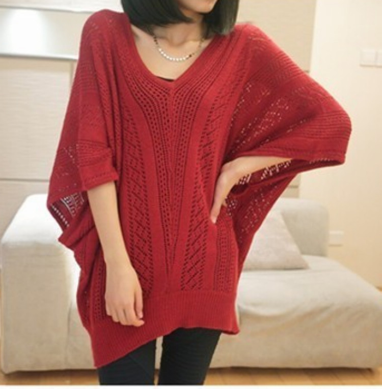 款韩版中长款大码蝙蝠衫 <em>针织 毛衣 外套批发</em> 图