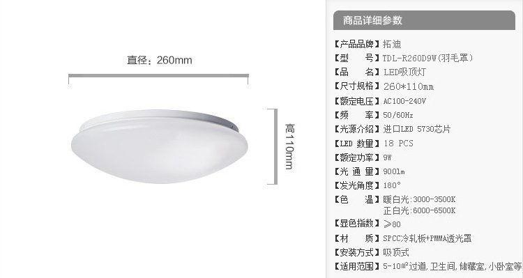 园灯260 9W(羽毛罩）