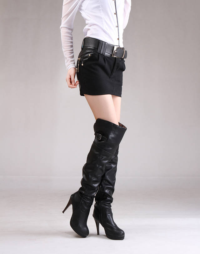 【<em>厂家直销 秋冬短裤</em> 韩版新款pu皮拼接短裙 时
