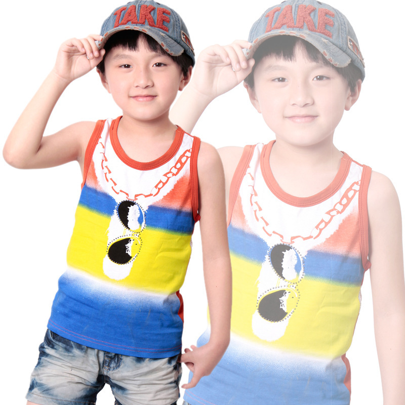 外贸童装 ZOYO<em>儿童牛仔</em>背心 连<em>帽</em>纯色休闲男