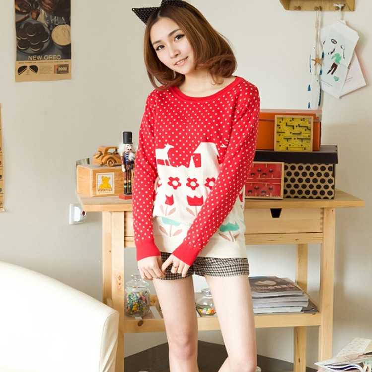 2013秋季新款 纯棉不<em>起毛</em>可爱针织<em>毛衣</em> 图片_