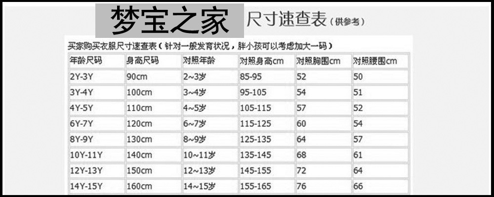 尺碼表