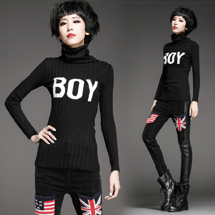 <em>2013</em>秋冬<em>新款高领</em>字母绣花<em>毛衣</em>针织衫 打底毛