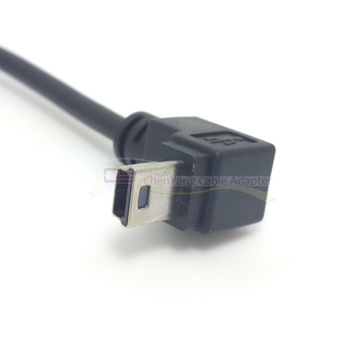 【USB 2.0 Mini 5pin 90度公下弯对迷你母延长