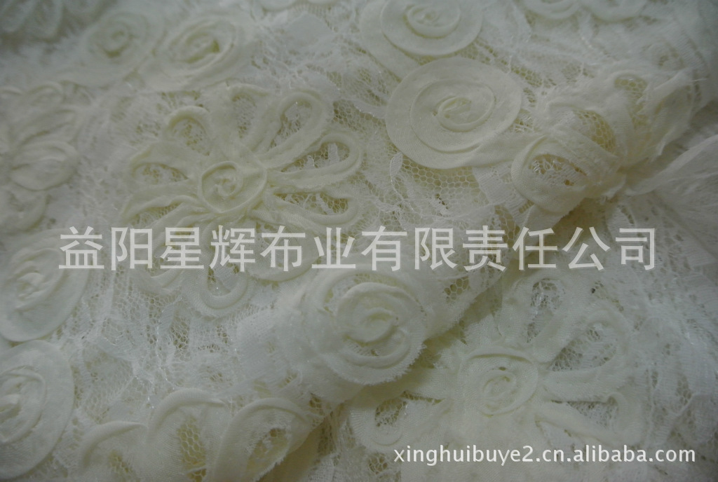 蕾丝立体大花绣花布,E45