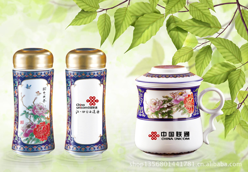 三件杯&保温杯 中国联通 景泰蓝