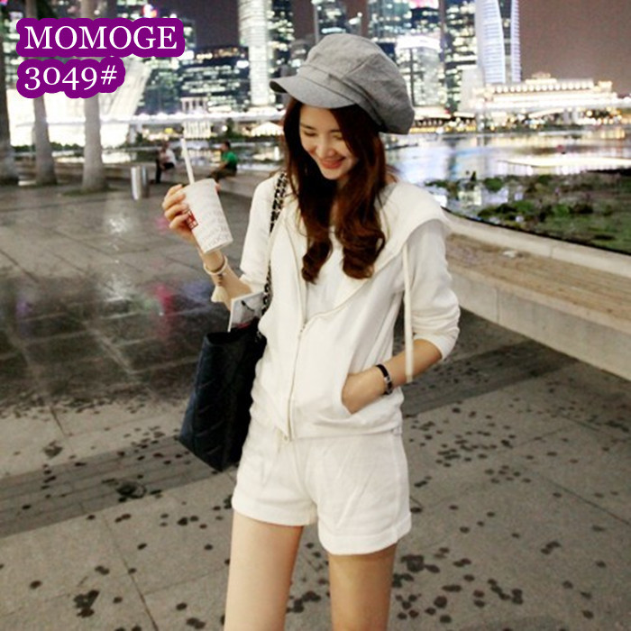 2013秋<em>冬季</em>partysu<em>卫衣</em>带帽拉链运动外套<em>短裤</em>