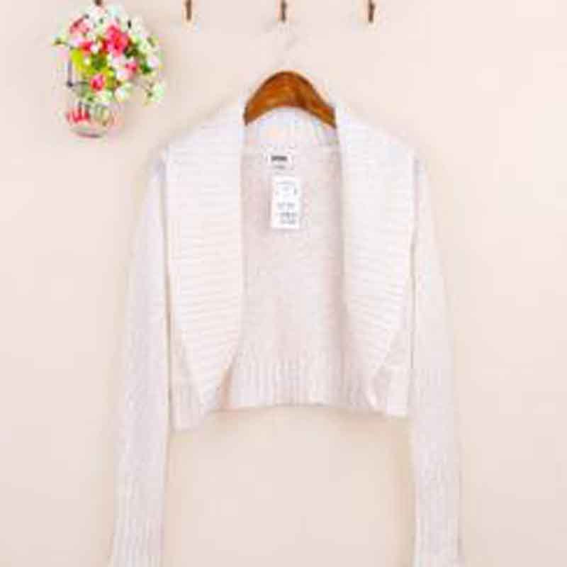 外贸原单 时尚百搭<em>女式针织开衫 短款</em>长袖修身