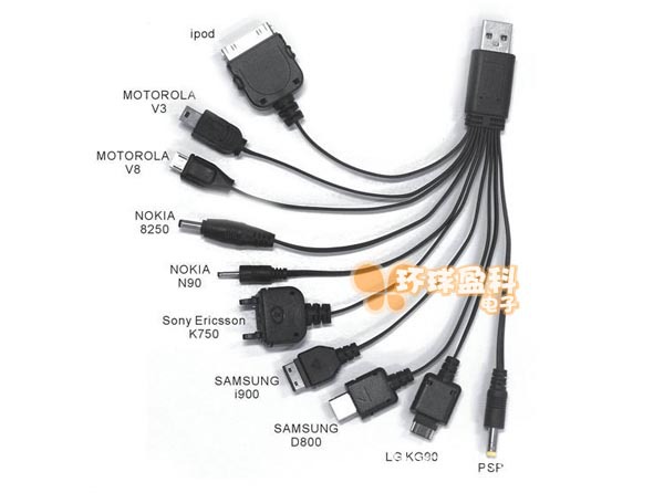 手机数据线-批发一拖十充电线 10合1 十合一充