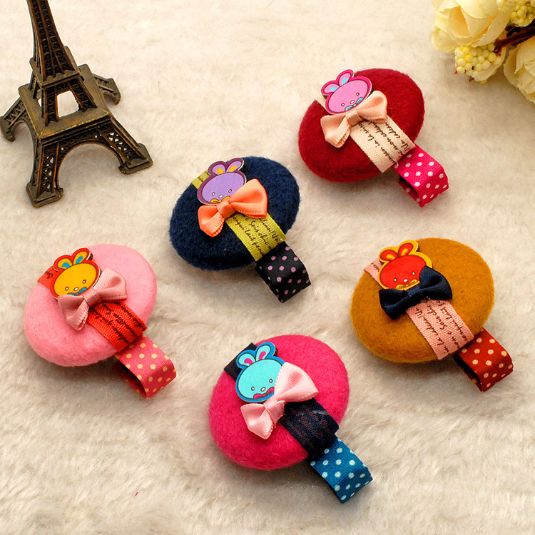 韩版饰品 彩色小兔蝴蝶结宝宝头饰发夹批发 儿