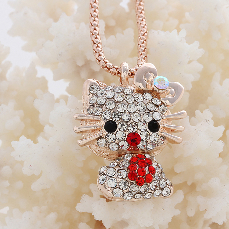 饰品商行 十元店热卖 满钻可爱韩版KT<em>猫毛衣</em>链