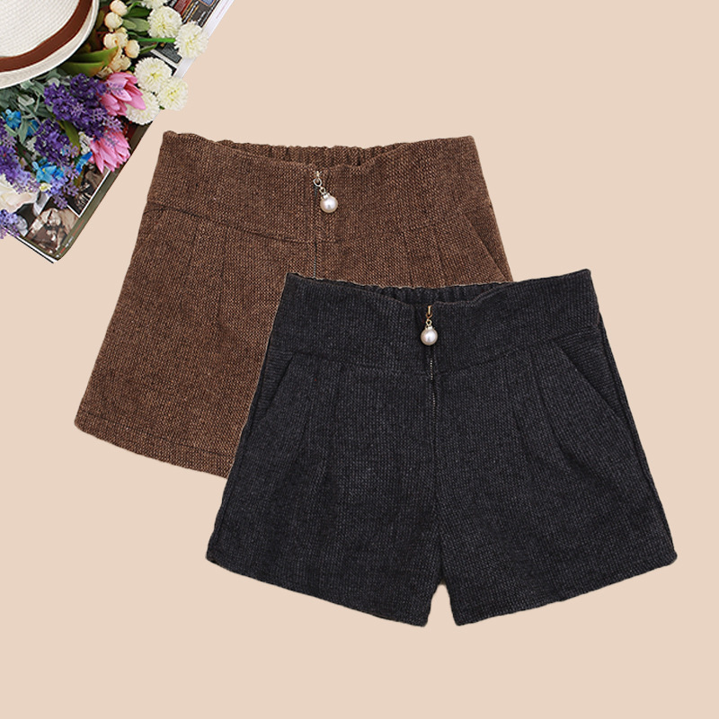 2013秋新款<em>女装</em>韩版毛呢显瘦百搭拉链<em>短裤</em> 靴