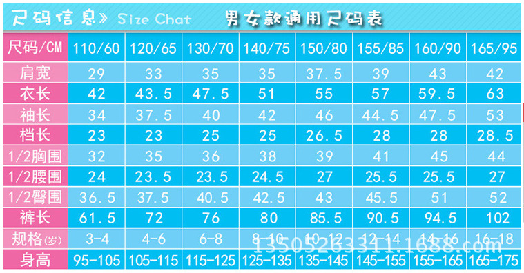 中童尺碼表