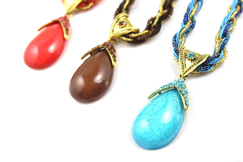 【波西米亚<em>松石</em>项链 米珠大宝石<em>松石</em>吊坠 <em>毛衣</em>