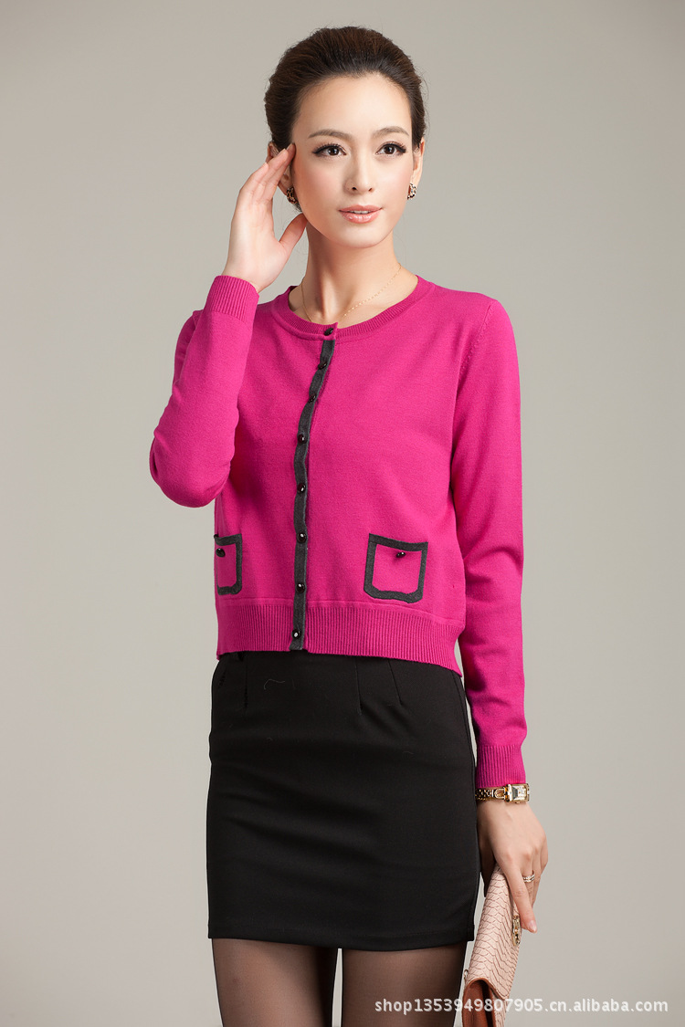 【2013春装新款时尚女装长袖<em>针织短装</em>小<em>开衫</em>