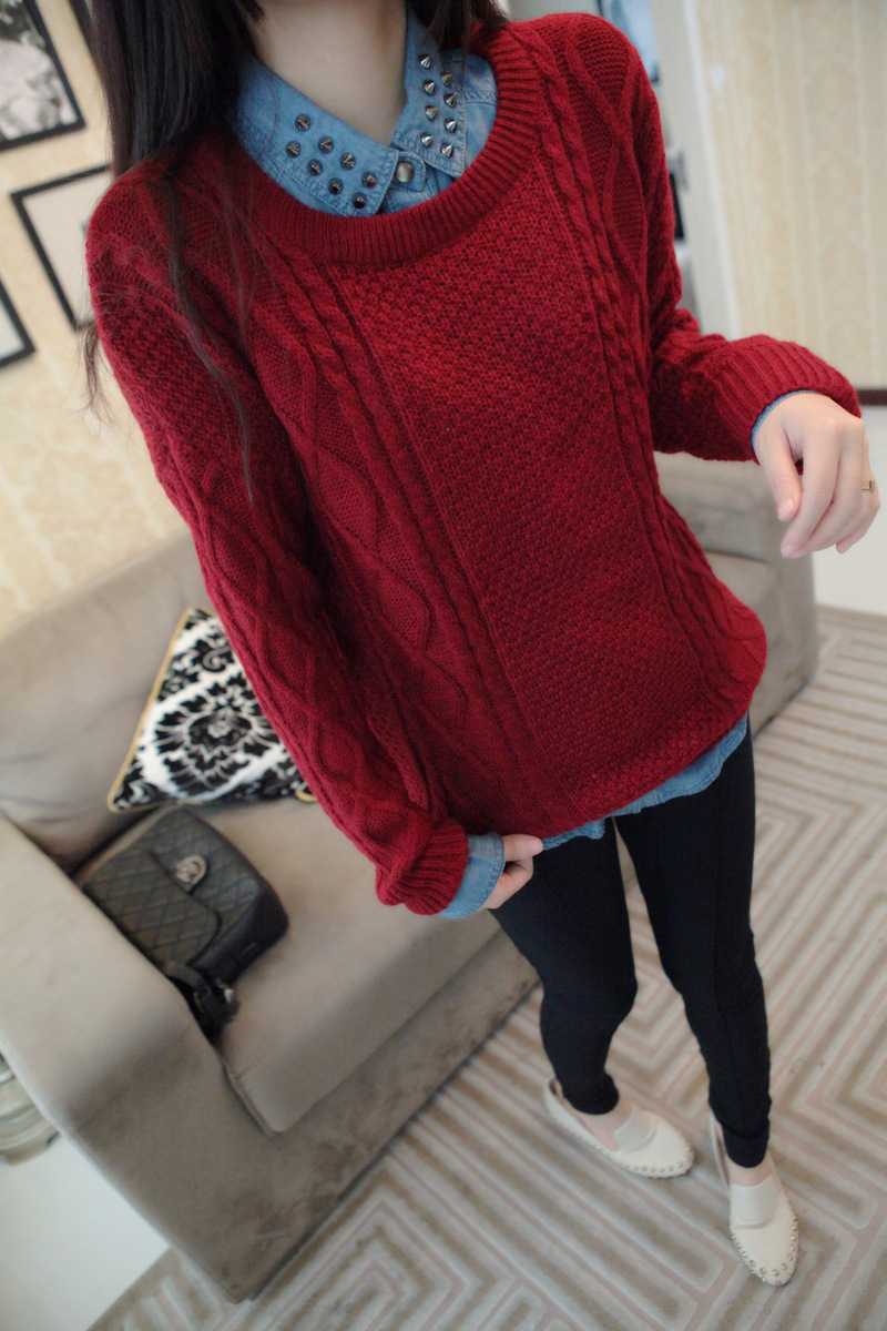 8068#文艺范儿 复古内敛简约<em>麻花</em> <em>毛衣</em> <em>图片</em>_