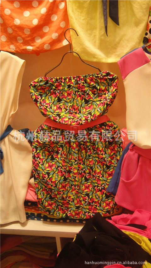 进口 女装代购 夏装新款淑女时尚裹胸连衣裙 批