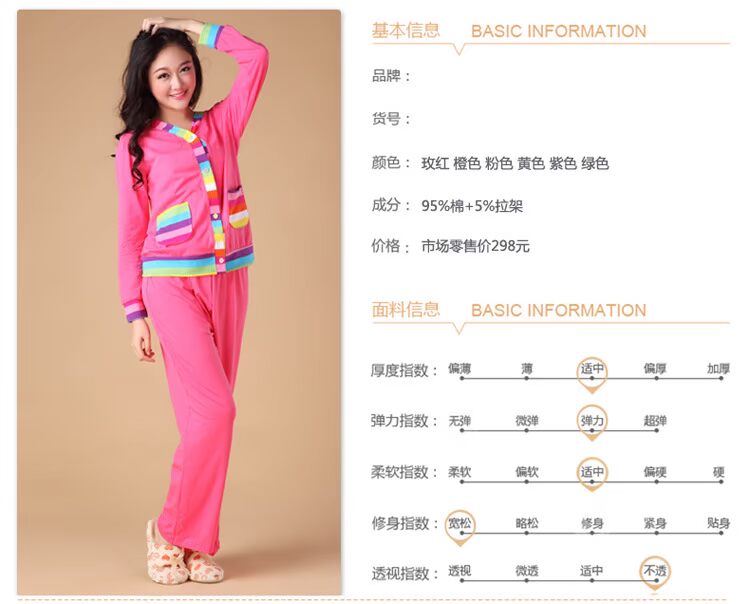 家居服秋装女士<em>可爱纯棉</em>长袖<em>长款</em>针织棉休闲睡
