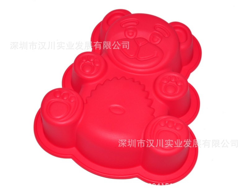 红色 熊仔形硅胶蛋挞 硅胶蛋糕模 反面