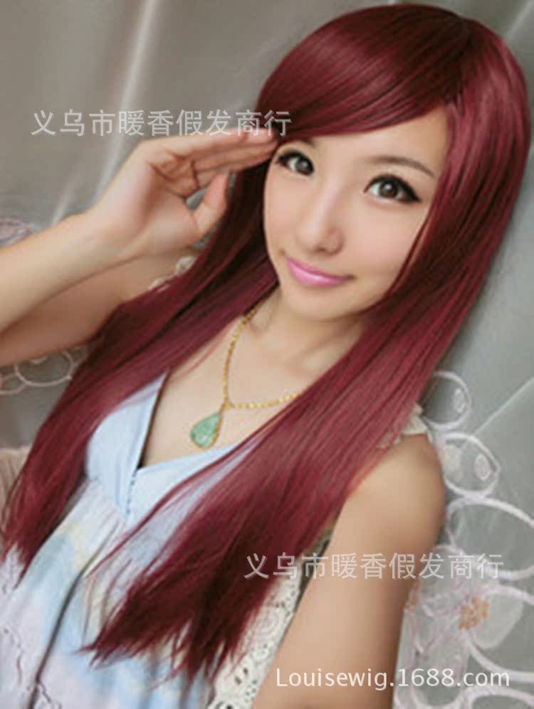 义乌假发批发 <em>2014</em>新款日韩<em>时尚发型</em> 斜刘海 长