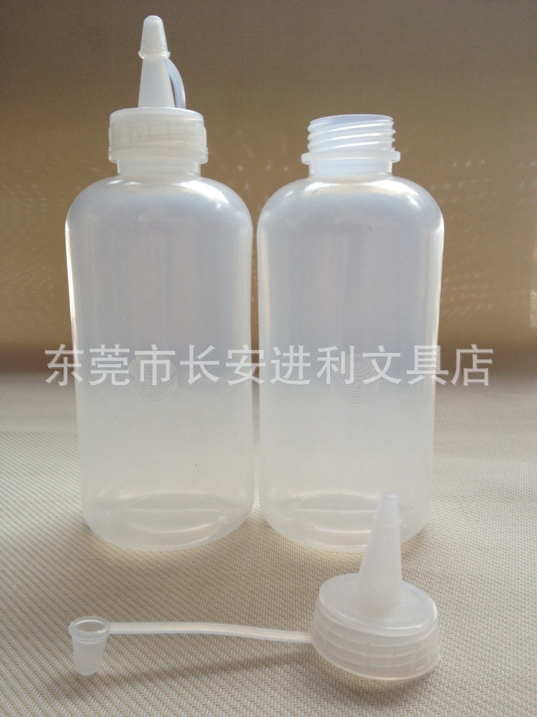 塑料瓶、壶-带盖点胶瓶翻领型滴胶瓶300毫升奶嘴拼接碎花衬衫图片