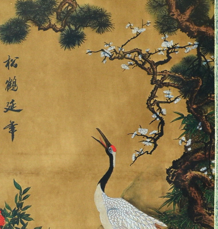 批发零售国画,仿古仿旧画已装裱《松鹤延年图》,编号138-4