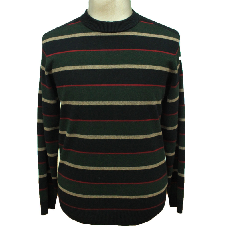 2013秋冬新款<em>男士</em>休闲条纹<em>圆领加厚</em>纯<em>羊毛</em>衫