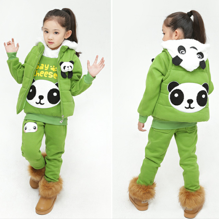 2013冬装童装 女童新款 熊猫<em>头</em> 加厚卫衣<em>马甲</em>三