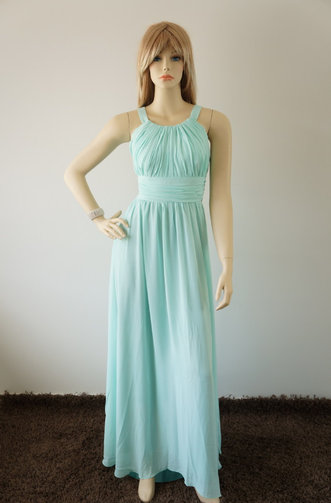 【CK04 <em>绯闻女孩同款</em>雪纺珠吊带褶皱长款晚礼