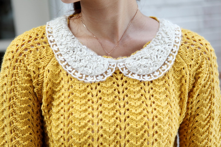 【2013秋季新款女装韩版娃娃领<em>镂</em>套头<em>空</em>针织