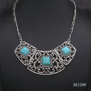 批发采购项饰-欧美大牌首饰<em>方形</em>绿松石镂空项