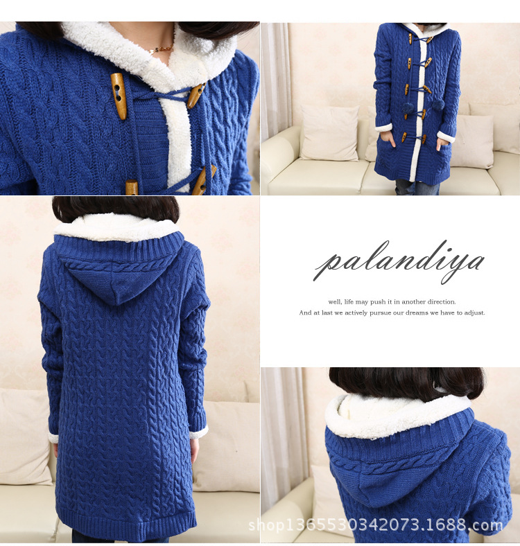 【2013冬装新款韩版<em>加厚毛衣</em>外套<em>女开衫</em> 连帽