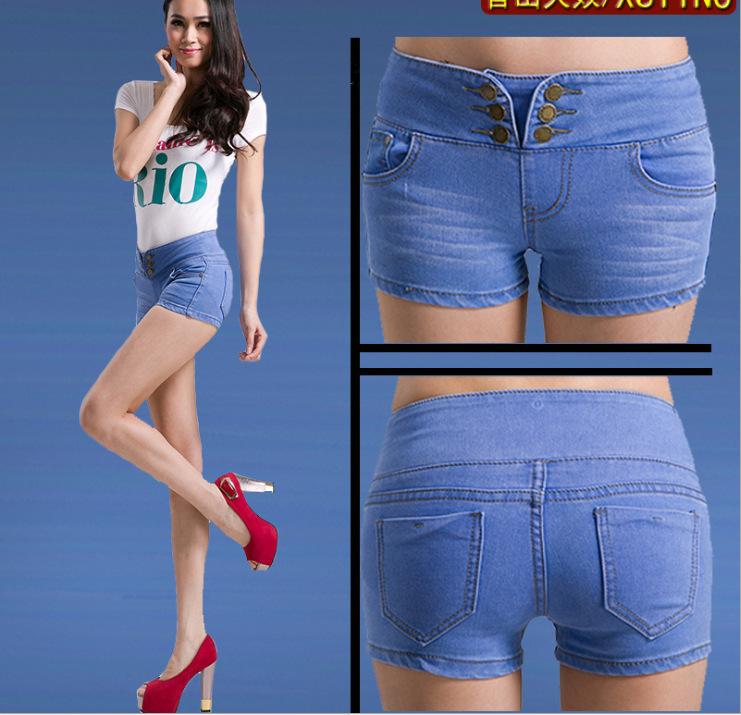 【30元精品区 韩版<em>修身高腰</em>裤牛仔<em>短裤</em>】价格