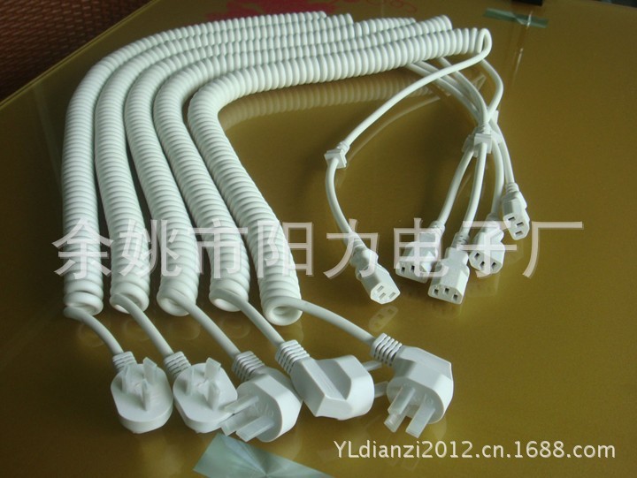 白色弹簧线电源线国际插头CCC标准
