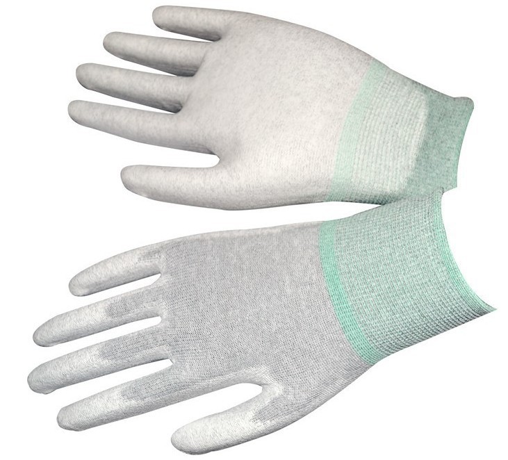 碳纤维pu涂掌防静电手套 pu涂层手套 防静电手套 碳纤维手套
