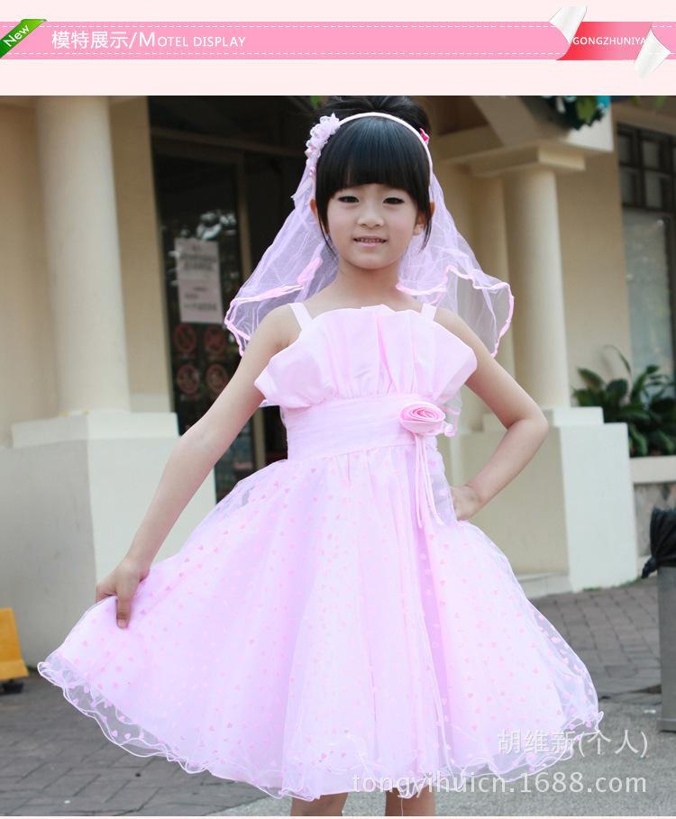 韩国韩版女童蕾丝礼服裙 儿童公主裙 连衣裙演