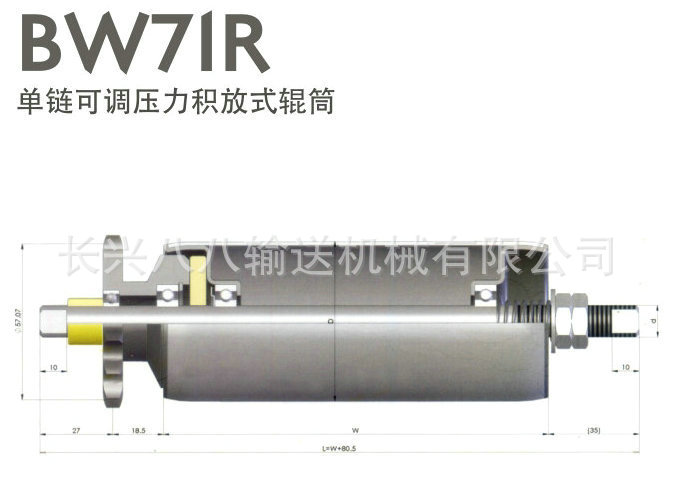 BW71R单链可调压力积放式辊筒